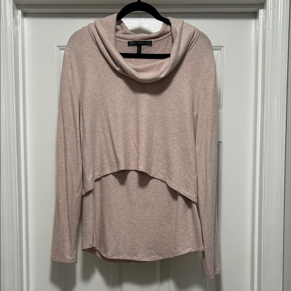 White House Black Market Two-Piece Soft Pink Cowl Neck Sweater, Large